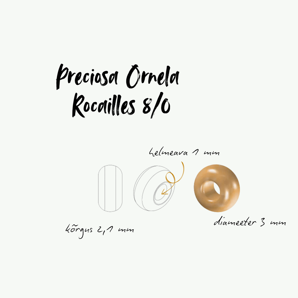Preciosa Ornela Rocailles 8/0 mõõdud