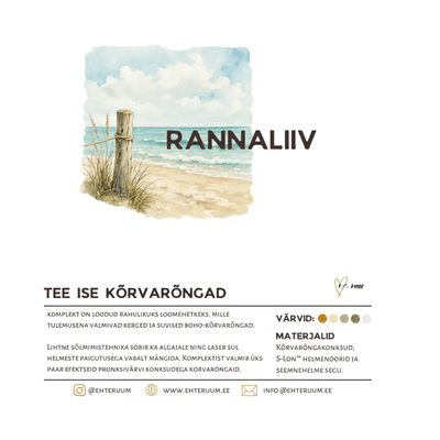 Rannaliiv boho-kõrvarõngaste isetegemise komplekt S-Lon Neutral helmenööride ja pronksivärvi konksudega