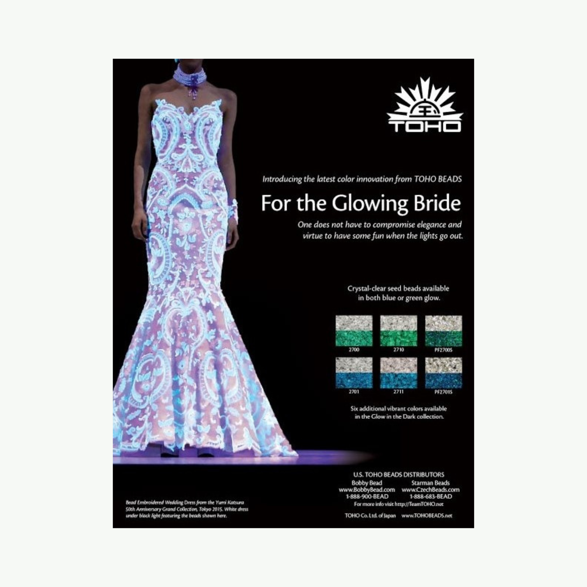 TOHO Rocaille 2701 2711 pimedas helendav helmes, 5g