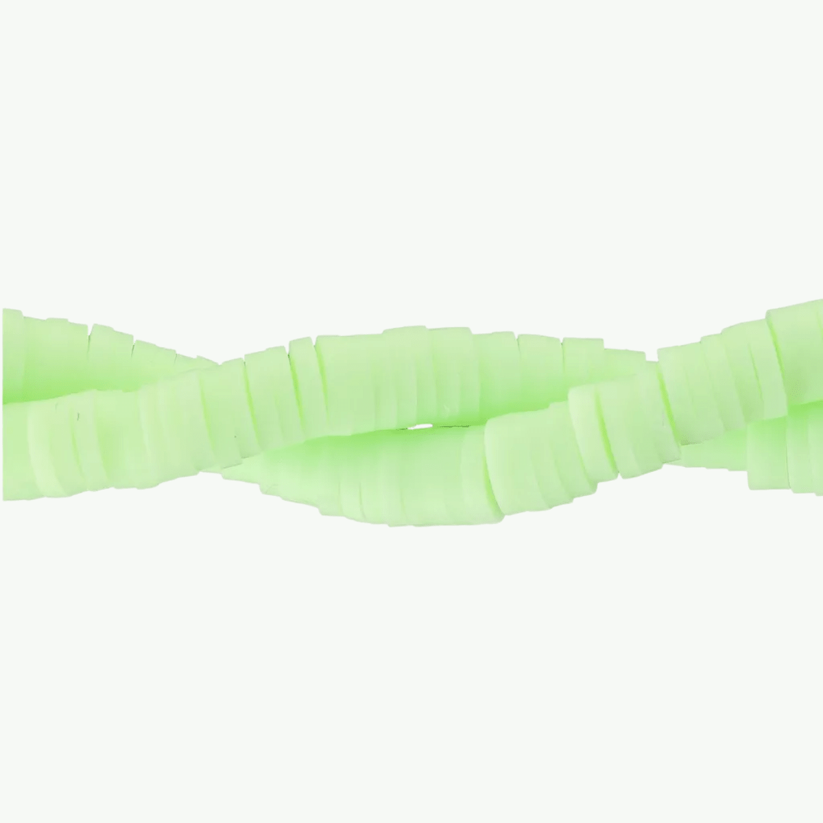 Heledad kollakasrohelised 5 mm heishi-helmed lähivaates