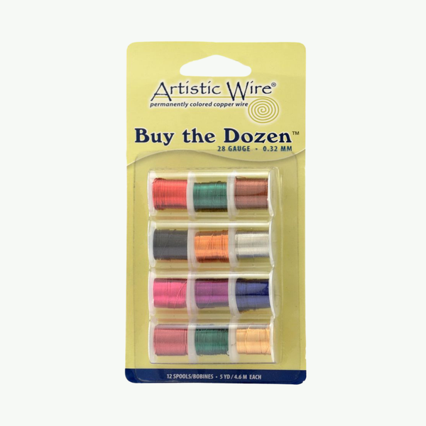 Artistic Wire "Buy the Dozen" komplekt 12 erineva värvilise käsitöötraadi pooliga, jämedus 28 Gauge (0,32 mm).
