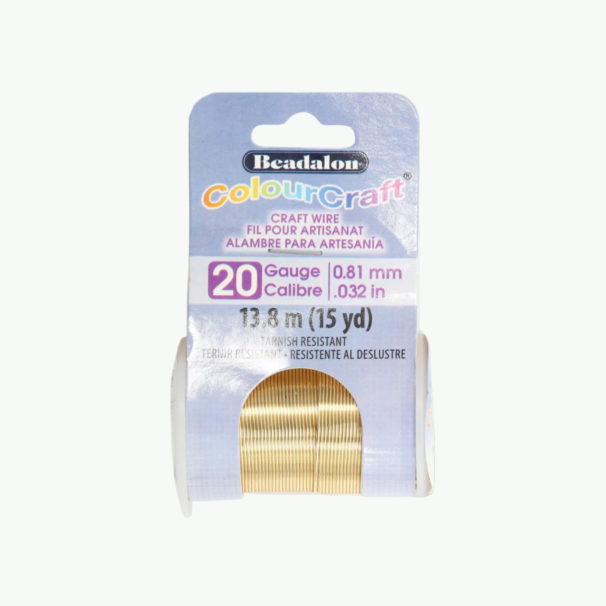 Kuldne tuhmumiskindel Beadalon ColourCraft ehtetraat, 20 Gauge (0,81 mm), 13,8 meetrit rullis.