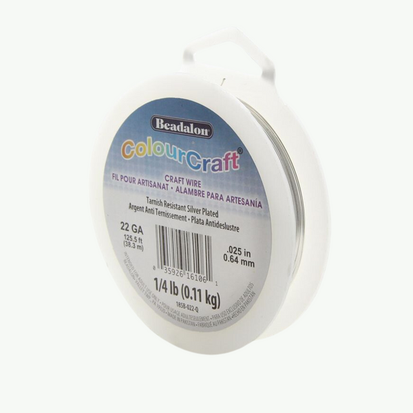 Beadalon ColourCraft hõbetatud ja tuhmumiskindel käsitöötraat, rullis 38,3 meetrit, jämedus 22 GA (0,64 mm).