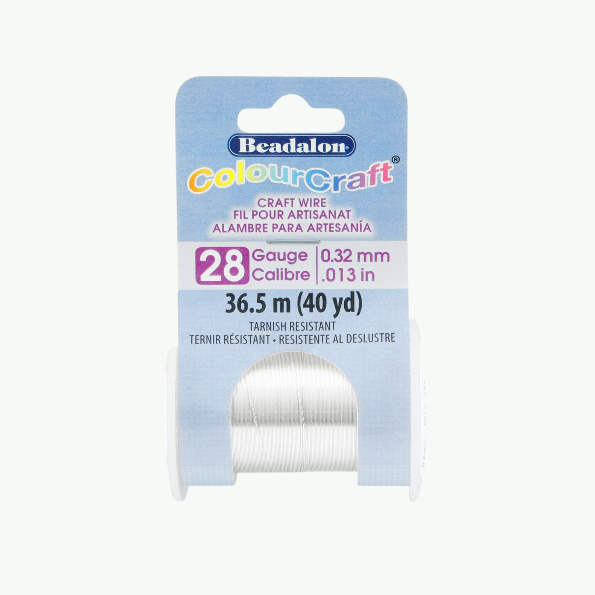 Beadalon ColourCraft hõbetatud ja tuhmumiskindel käsitöötraat, rullis 36,5 meetrit, jämedus 28 GA (0,32 mm).