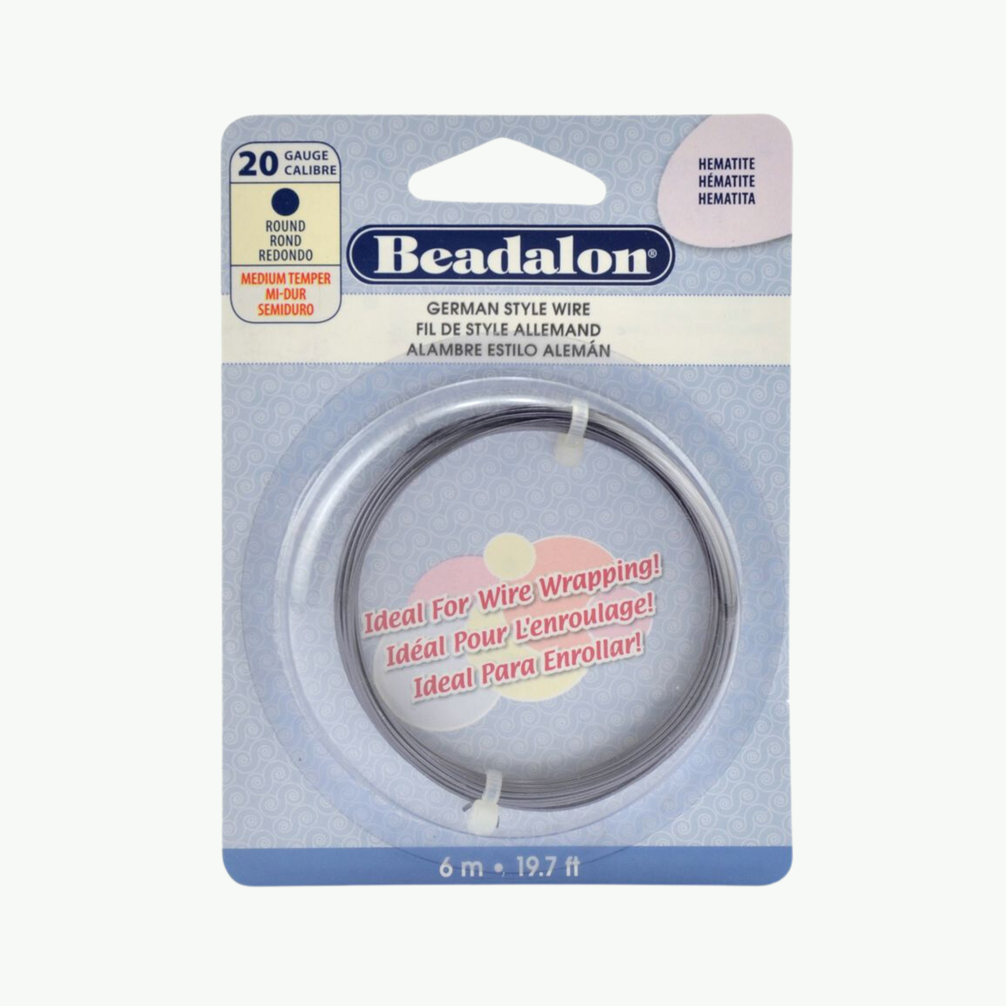 Beadalon German Style ümar hematiithall traat, 20 Gauge (0,81 mm), 6-meetrine rull professionaalseks ehete valmistamiseks ja traaditöödeks.