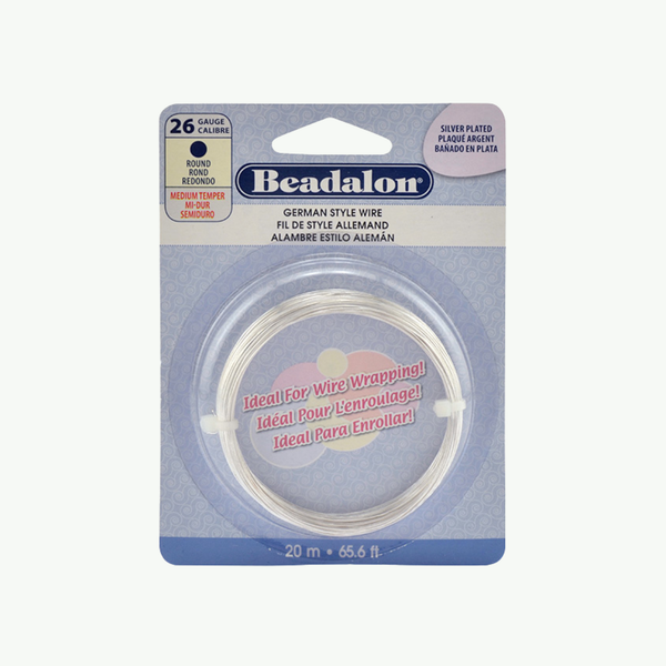 Peenike hõbetatud ümar Beadalon German Style ehtetraat, 26 Gauge (0,41 mm), 20-meetrine rull delikaatseks traadipõimimiseks ja ehete valmistamiseks.