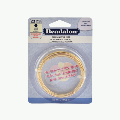 Kuldset värvi ümar Beadalon German Style ehtetraat, 22 Gauge (0,64 mm), 10-meetrine rull traadiväänamiseks ja ehete valmistamiseks.