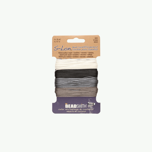 Neli neutraalset BeadSmith® S-Lon™ helmenööri kumihimo ja makramee jaoks
