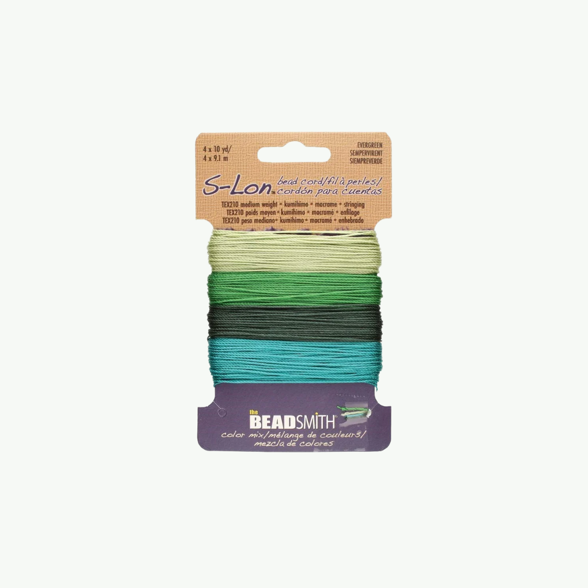 Neli rohelist S-Lon™ TEX 210 helmenööri, igaüht 9,1 meetrit