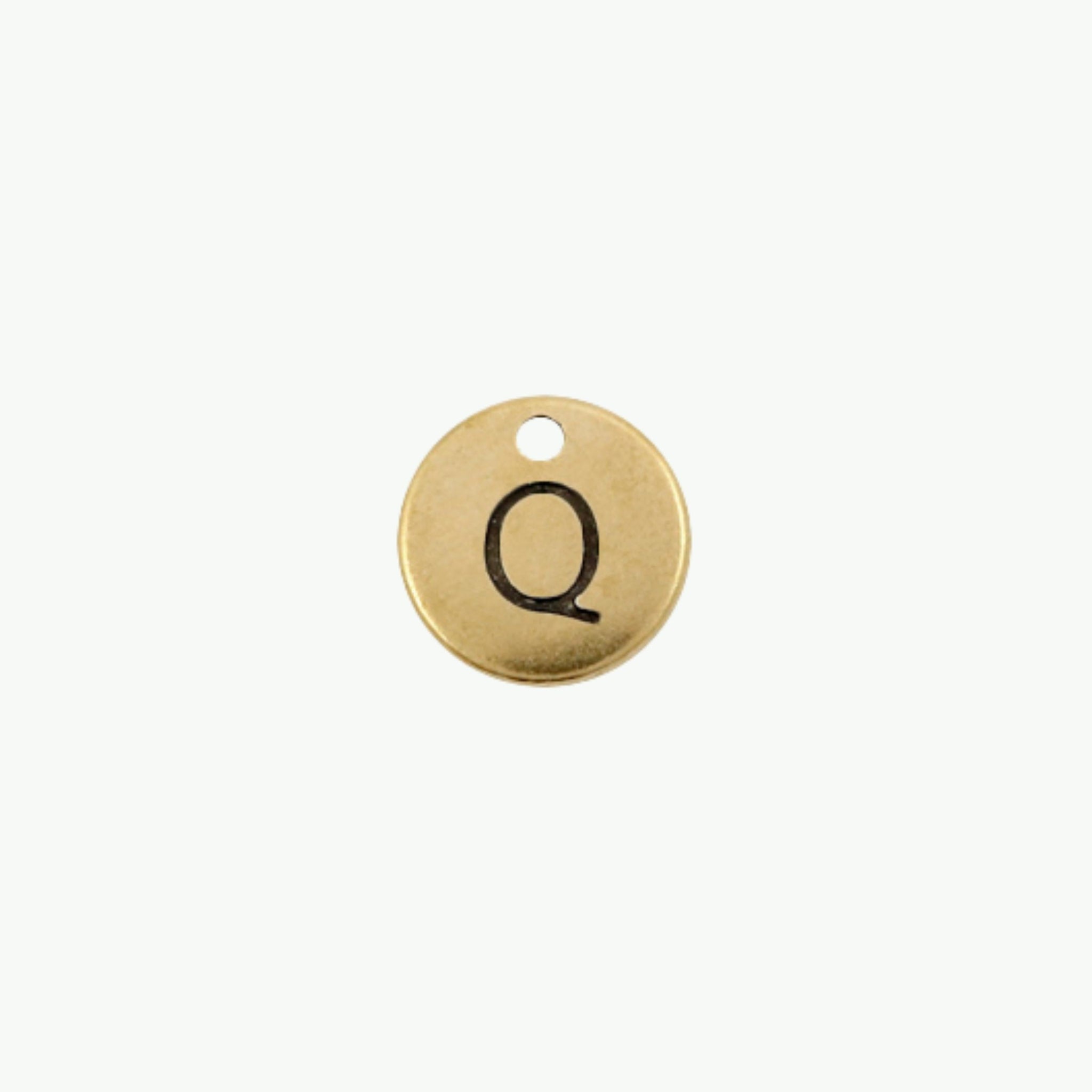 DQ antiikpronksine 12 mm tähestikuamulett tähega Q