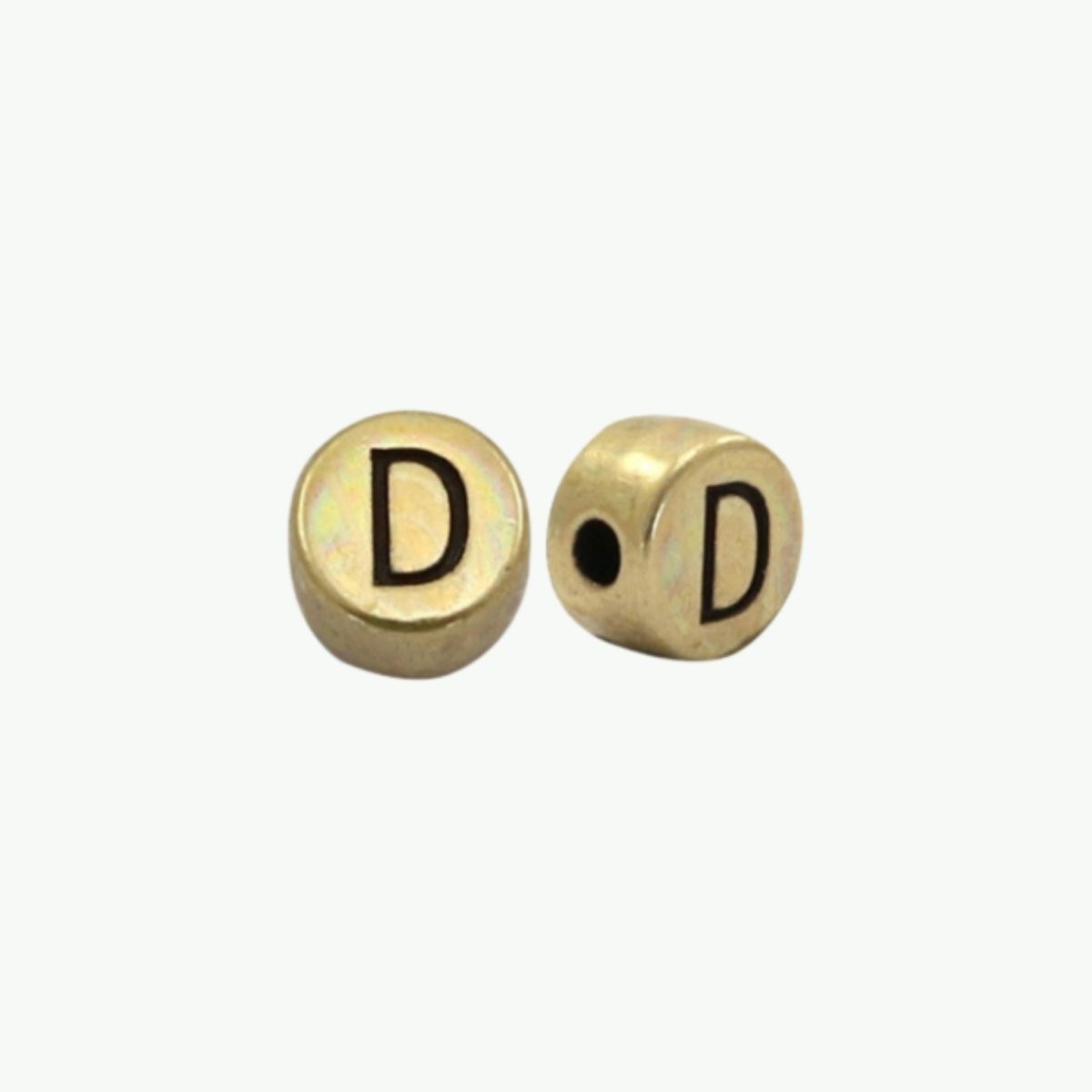 Antiikpronksine 7 mm DQ tähestikuhelmes tähega D