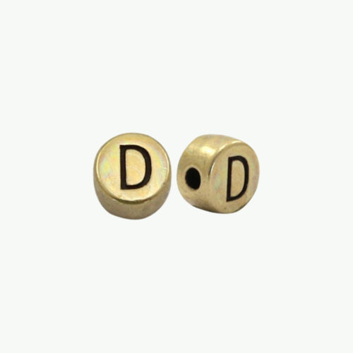 Antiikpronksine 7 mm DQ tähestikuhelmes tähega D
