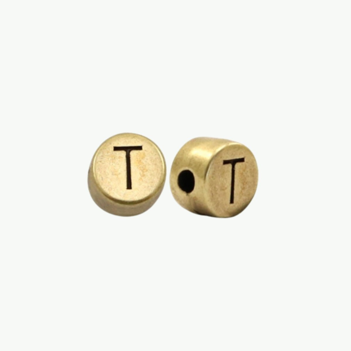 Antiikpronksine 7 mm DQ tähestikuhelmes tähega T