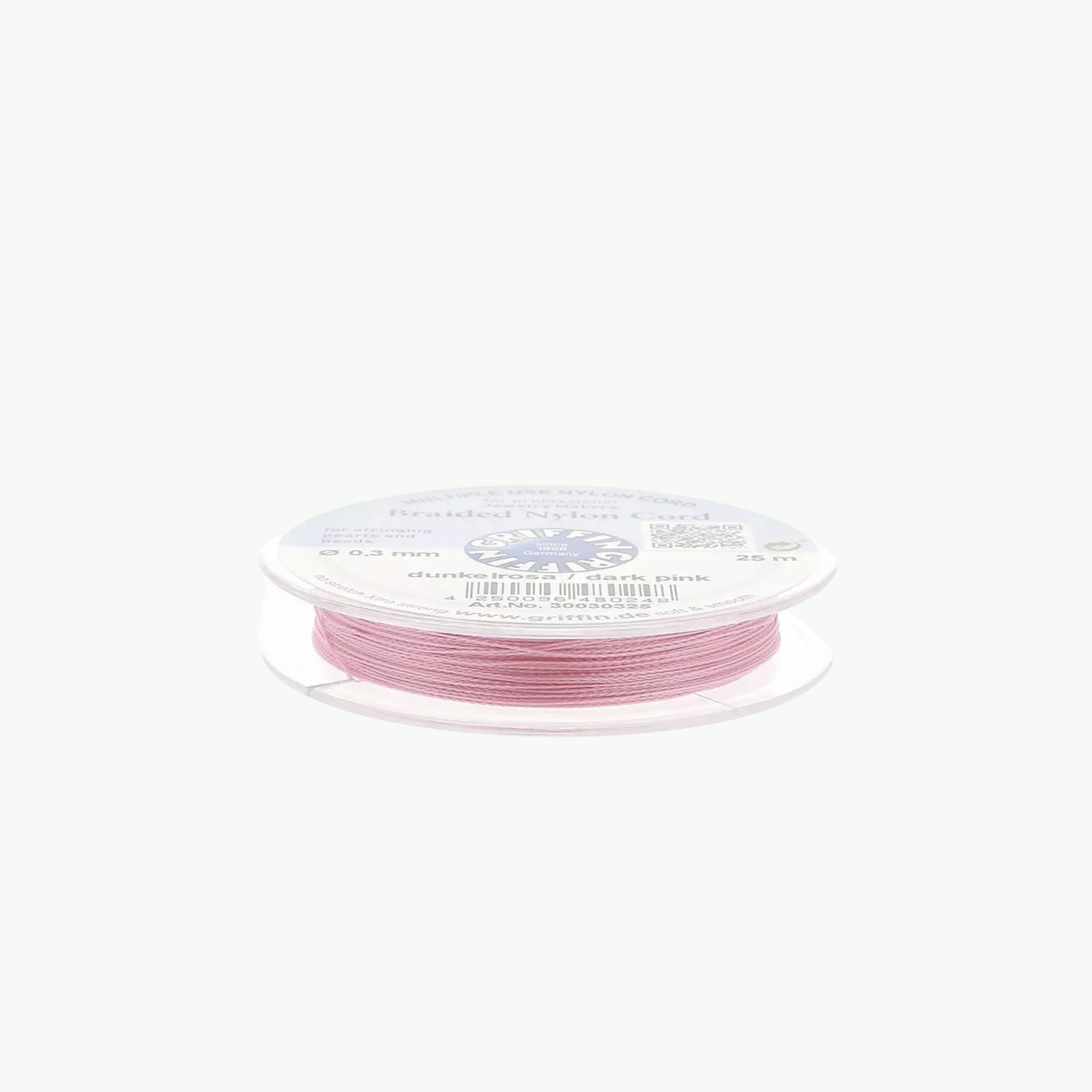 Griffin European Braided Nylon Thread 0,3-0,5 mm Dark Pink tumeroosa punutud nailonnöör 25 m poolil