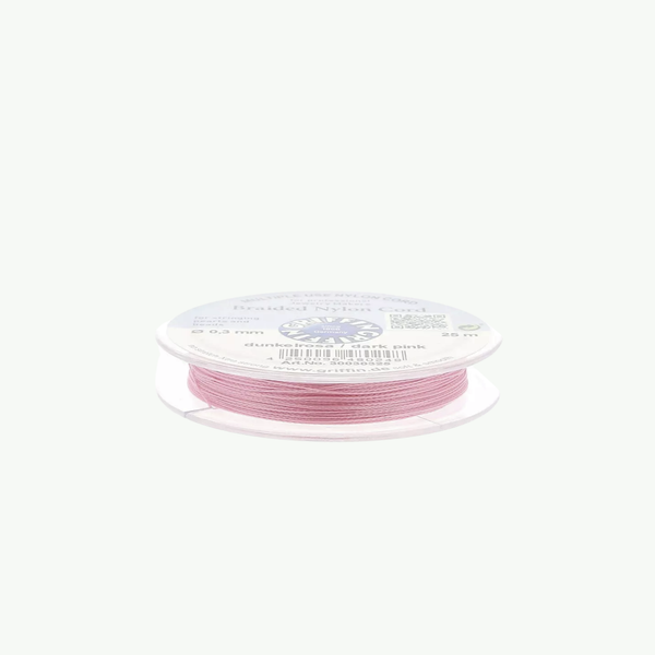 Griffin European Braided Nylon Thread 0,3-0,5 mm Dark Pink tumeroosa punutud nailonnöör 25 m poolil