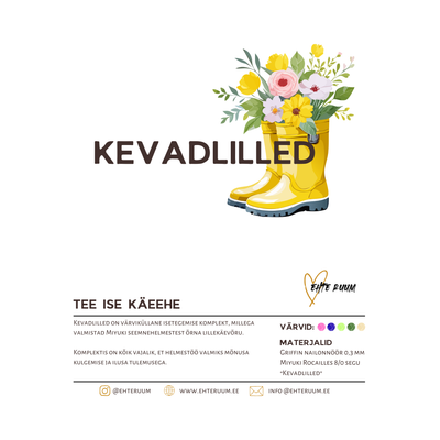 Kevadlilled seemnehelmestest lillekäevõru isetegemise komplekt Miyuki Rocailles 8/0 helmeste, Griffini nööri ja pärlinõelaga