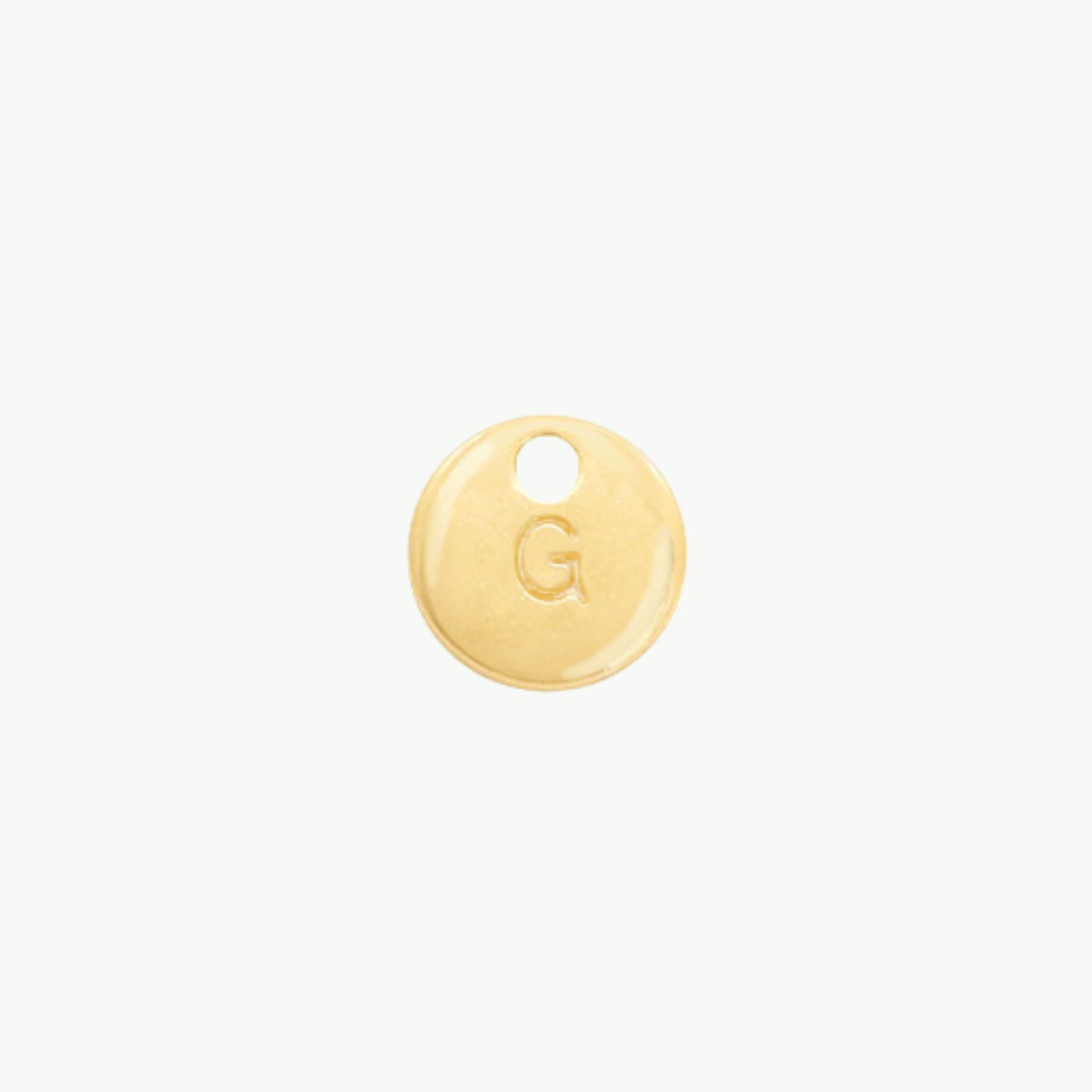 Kuldne 10 mm tähestikuamulett tähega G