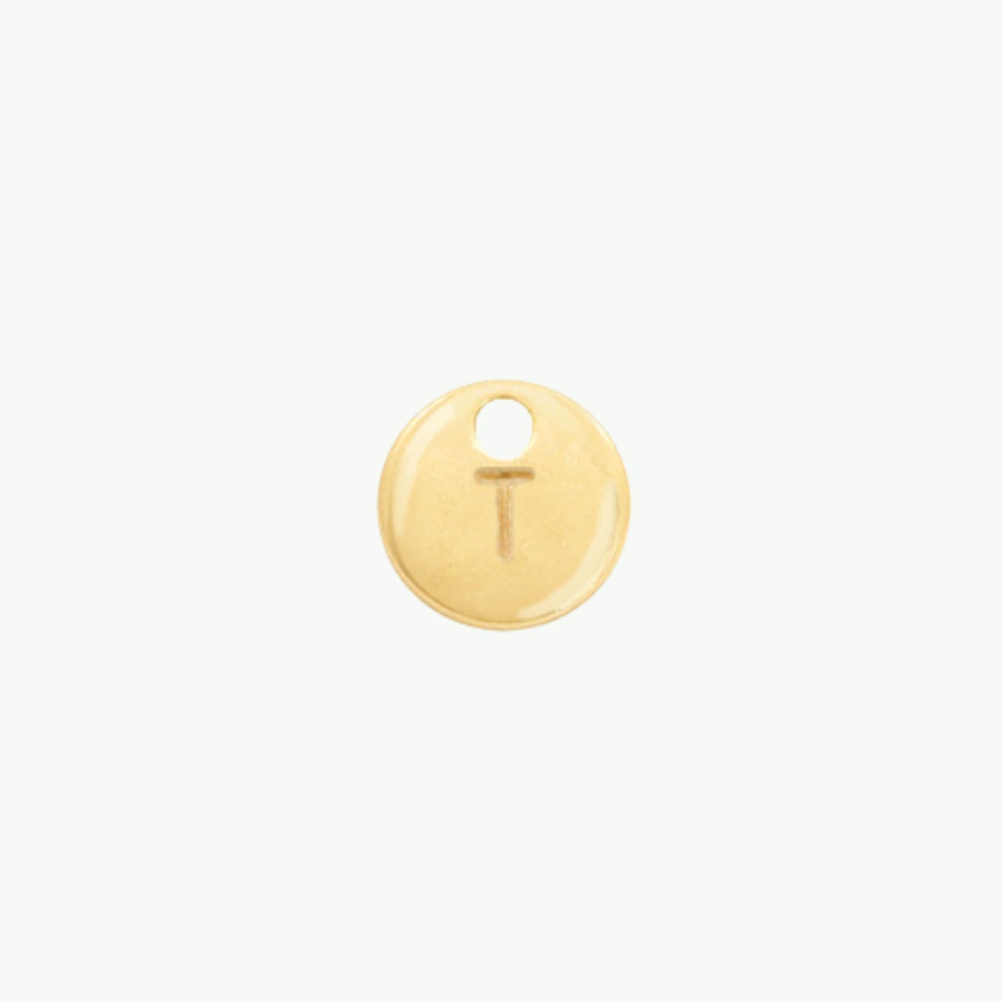 Kuldne 10 mm tähestikuamulett tähega T