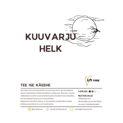 Kuuvarju helk musta, valge ja hõbedase helgiga seemnehelmestest lillekäevõru isetegemise komplekt