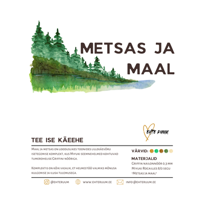 Maal ja metsas looduslähedastes rohelistes, topaasi-, pruunides ja pronksitoonides seemnehelmestest lillekäevõru isetegemise komplekt