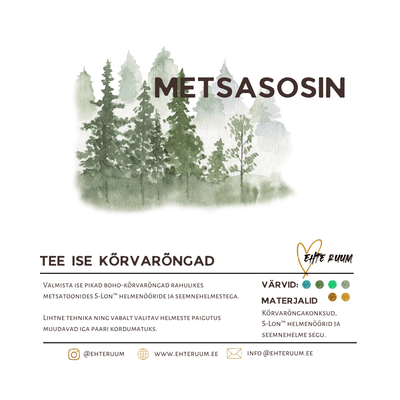 Metsasosin boho-kõrvarõngaste isetegemise komplekt S-Lon Evergreen helmenööridega
