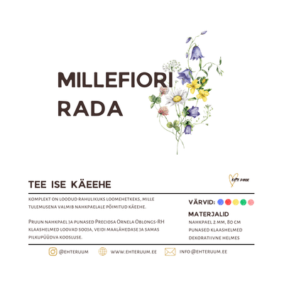 Nahkpaelaga käeehte isetegemise komplekt Millefiori kuubikhelmestega