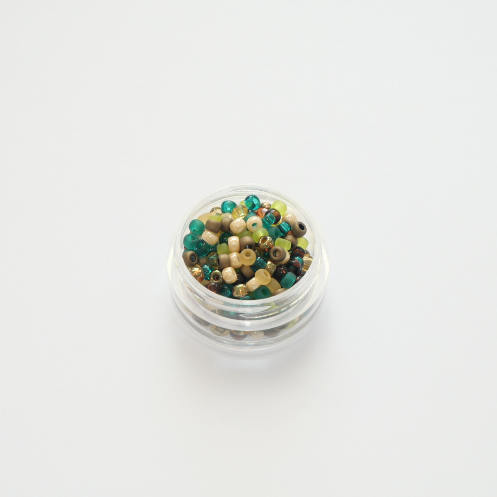 Miyuki Rocailles 8/0 Earth Tones topaasi-, petroolrohelistes, pruunides ja pronksistes toonides seemnehelmeste segu 5g