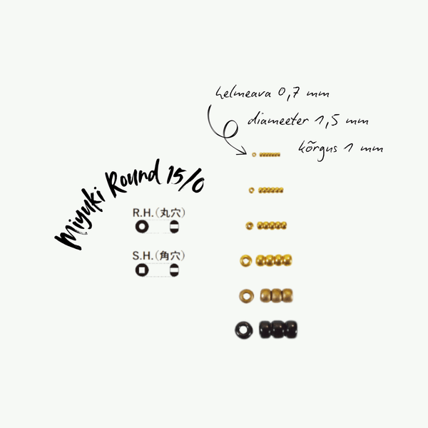 Miyuki Round 15/0 seemnehelme tehniline joonis