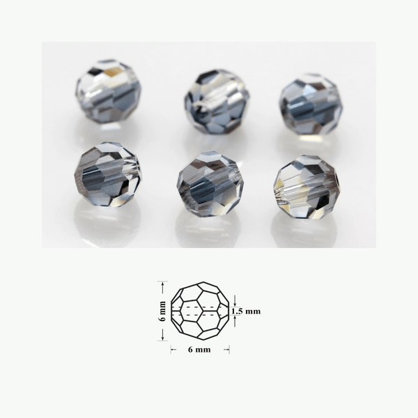 Preciosa Round 6 mm Crystal Valentinite kristallklaasist pärlid, pakis 12 tk