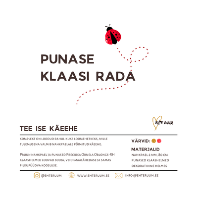 Punase klaasi rada | nahkpaelale põimitud käeehte komplekt EHTE RUUM- EHTE RUUM