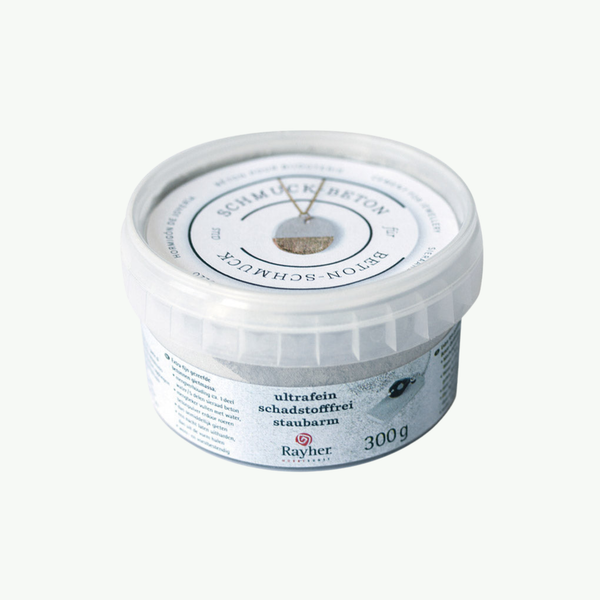 Rayher Schmuck-Beton 300g tops käsitöötsemendiga ehete valamiseks, ülipeen ja ohutu koostis.