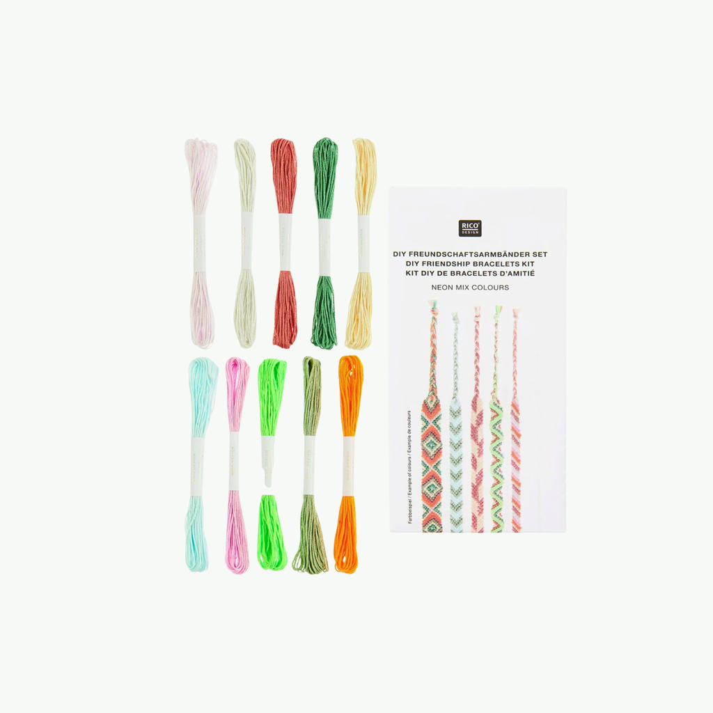 Rico Design Brazilian Bracelet Kit Neon Mix komplekt neoonvärvides sõprusekäevõru valmistamiseks